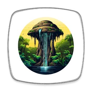 Cascade rocheuse tropicale dans la jungle - Magnet carré - blanc - Devant