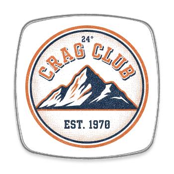 Crag Club Mountain Patch - Square fridge magnet - white - Front