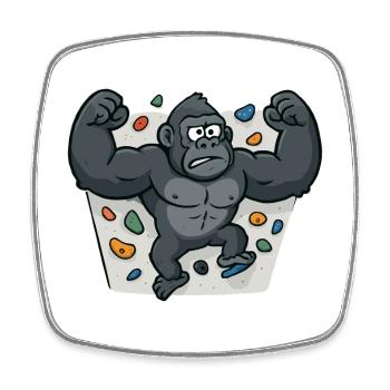 Lustiger Gorilla beim Bouldern – Cartoon - Viereckiger Kühlschrankmagnet - Weiß - Vorne