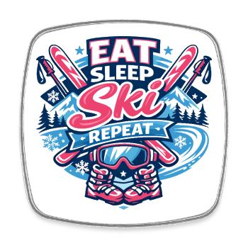 Eat Ski - Square fridge magnet - white - Front
