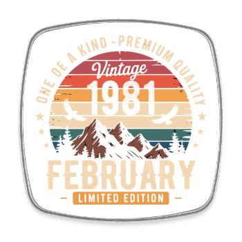 February 1981 Vintage Birthday February 1981 - Square fridge magnet - white - Front