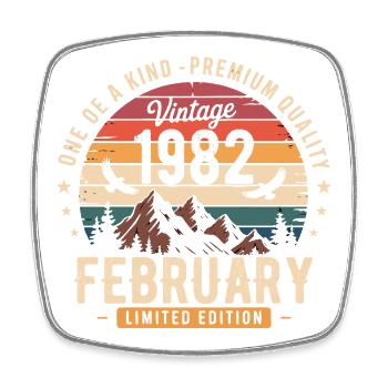 Février 1982 Anniversaire Vintage Février 1982 - Magnet carré - blanc - Devant