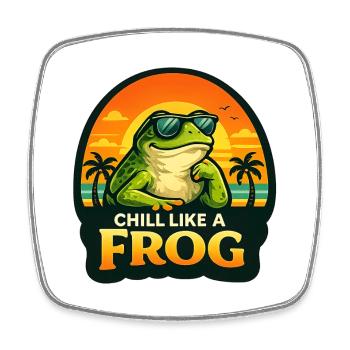 Chill like a frog - Square fridge magnet - white - Front
