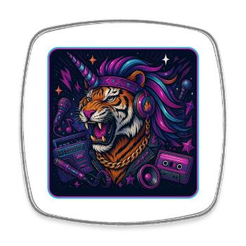 Licorne Tigre en mode fête - Magnet carré - blanc - Devant
