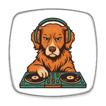 DJ Toller Retriever im Retro Vinyl-Stil - Viereckiger Kühlschrankmagnet - Weiß - Vorne