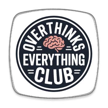 Overthinking lustiger Spruch - Viereckiger Kühlschrankmagnet - Weiß - Vorne