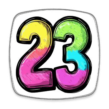 23 Number Colorful - Square fridge magnet - white - Front