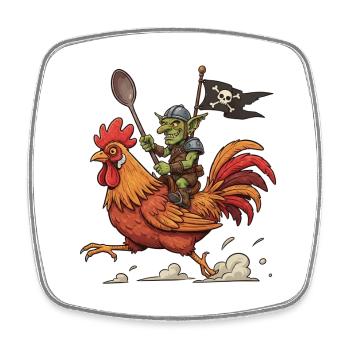 Cavalier gobelin sur un coq - Magnet carré - blanc - Devant