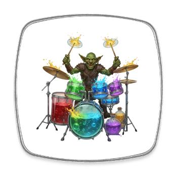 Goblin with drums - Square fridge magnet - white - Front