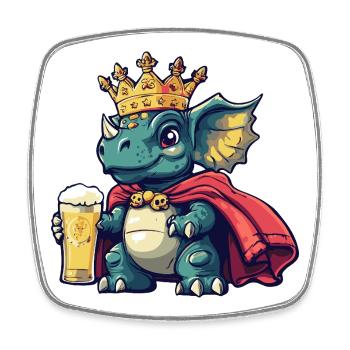 Dinosaure triceratops beer king - Magnet carré - blanc - Devant