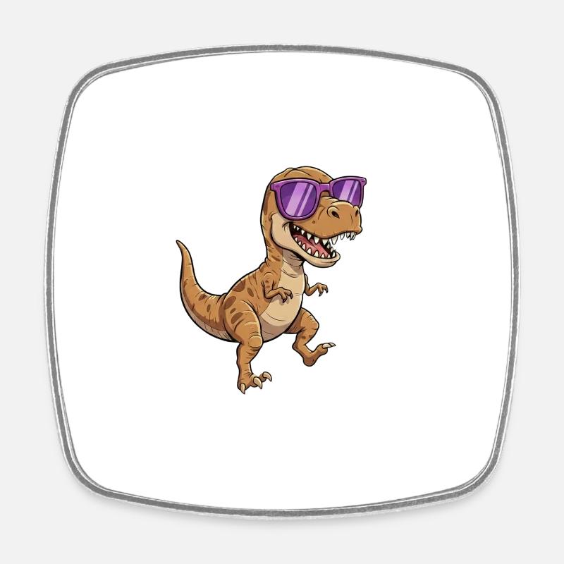 Dino avec des lunettes de soleil violettes - Magnet carré - blanc