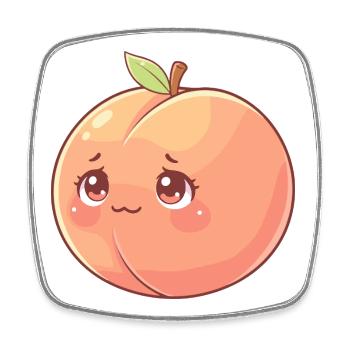 Cuddly Peach Kawaii - Square fridge magnet - white - Front