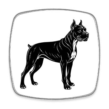 Chien boxer - Magnet carré - blanc - Devant