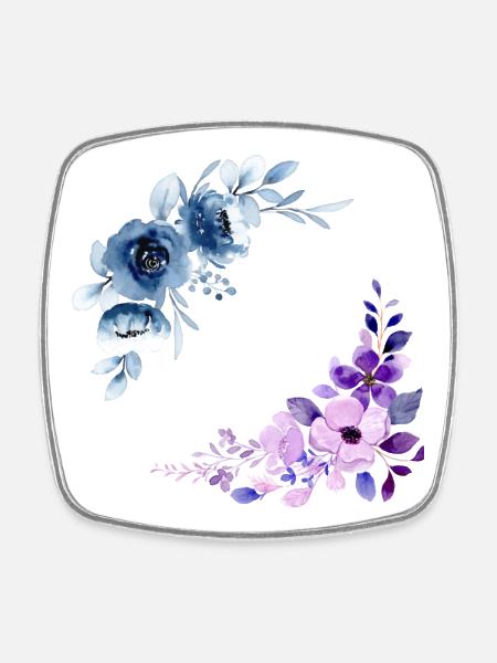 2 floral bouquets - Square fridge magnet - white