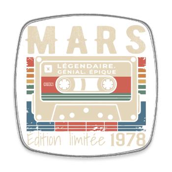 Birthday 1978 March 1978 born in March 1978 - Square fridge magnet - white - Front