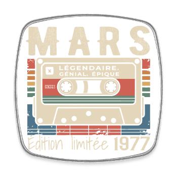 Anniversaire 1977 Mars 1977 né en Mars 1977 - Magnet carré - blanc - Devant