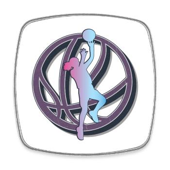 Basketball Mädchen - Viereckiger Kühlschrankmagnet - Weiß - Vorne