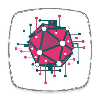 Techno-rosa geometrisches Netzwerk - Viereckiger Kühlschrankmagnet - Weiß - Vorne