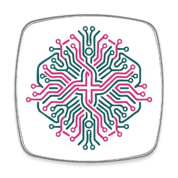Rosa und Blaues symmetrisches neuronales Netzwerk - Viereckiger Kühlschrankmagnet - Weiß - Vorne