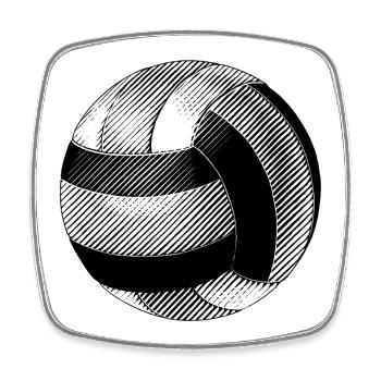 Volleyball Schwarz-Weiß-Zeichnung - Viereckiger Kühlschrankmagnet - Weiß - Vorne