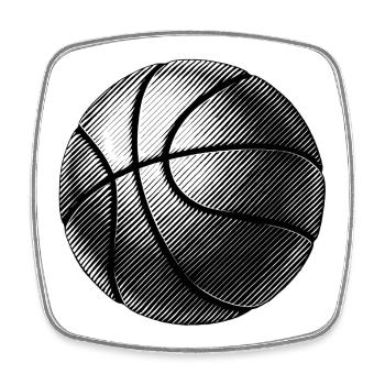 Schwarz-Weiß-Basketball-Sketch - Viereckiger Kühlschrankmagnet - Weiß - Vorne