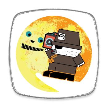Pixel P.I. Moon Chase - Square fridge magnet - white - Front