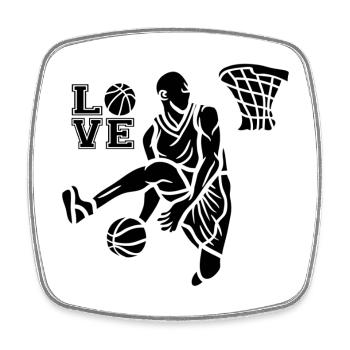 Love BasketBall - Viereckiger Kühlschrankmagnet - Weiß - Vorne