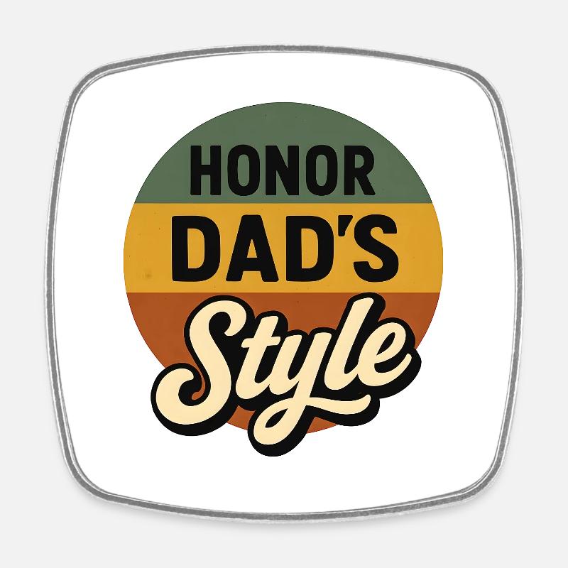 Father's Style Retro Circle - Square fridge magnet - white