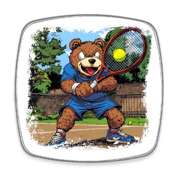 Tennis Bär - Viereckiger Kühlschrankmagnet - Weiß - Vorne