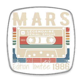 Birthday 1986 March 1986 born in March 1986 - Square fridge magnet - white - Front