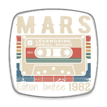 Birthday 1982 March 1982 born in March 1982 - Square fridge magnet - white - Front