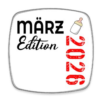 Bébé mars 2026 - Magnet carré - blanc - Devant