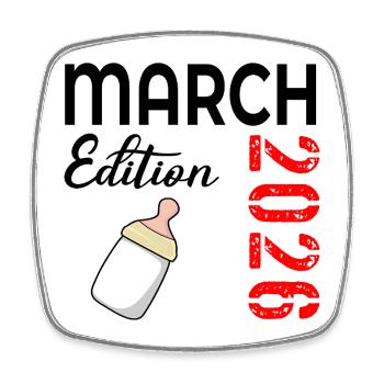 Bébé mars 2026 - Magnet carré - blanc - Devant