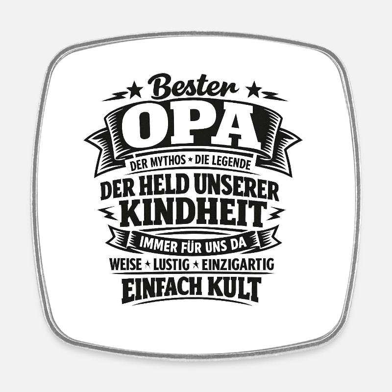 Bester Opa Held der Kindheit - Viereckiger Kühlschrankmagnet - Weiß