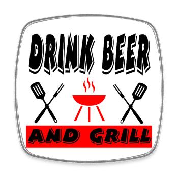 Griller - Magnet carré - blanc - Devant
