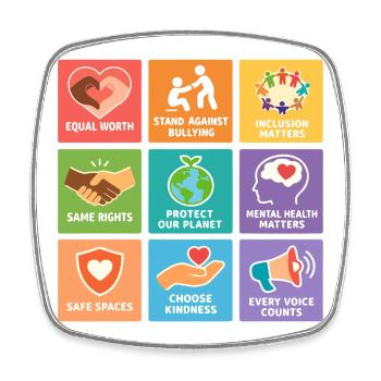 Human Rights Equality Inclusion Statement - Square fridge magnet - white - Front