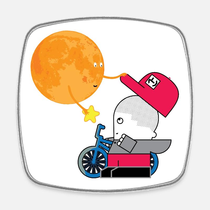 Cadeau du soleil au cavalier sur roues - Magnet carré - blanc