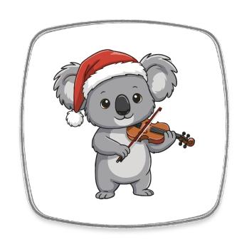 Ours koala de Noël jouant de l’art du violon - Magnet carré - blanc - Devant