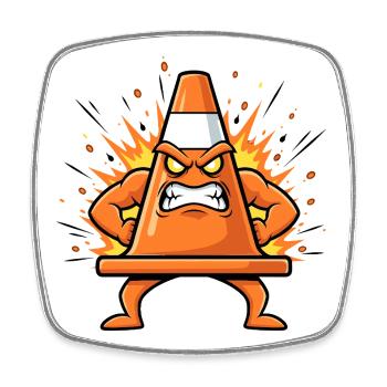 Angry Cone Cartoon - Square fridge magnet - white - Front