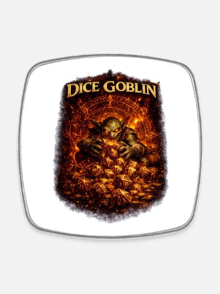 Dice Goblin T-Shirt – Dice & Role Play - Square fridge magnet - white