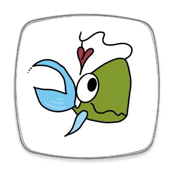 Sea Friend Fish Heart Cartoon - Square fridge magnet - white - Front