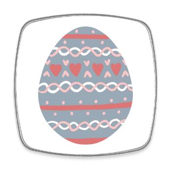 Motif œuf en cœurs pastel - Magnet carré - blanc - Devant