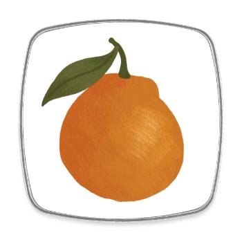 Sonnenbeschienenes orangefarbenes Skizzen-Tee - Viereckiger Kühlschrankmagnet - Weiß - Vorne