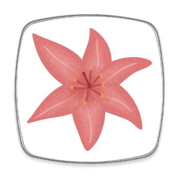 Illustration de fleur de lys rose - Magnet carré - blanc - Devant