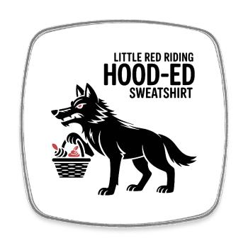 Märchen Wolf mit Korb - Viereckiger Kühlschrankmagnet - Weiß - Vorne