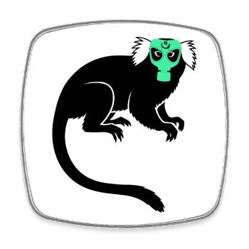 Tamarin Monkey Protest Gas Mask - Square fridge magnet - white - Front