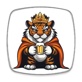 Tiger Beer King - Square fridge magnet - white - Front