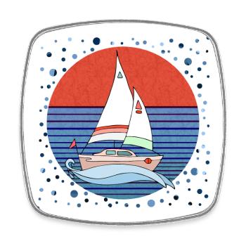 Sailboat - Square fridge magnet - white - Front