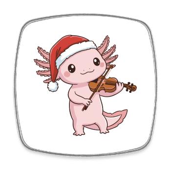 Weihnachts-Axolotl-Fisch spielt Geigenkunst - Viereckiger Kühlschrankmagnet - Weiß - Vorne