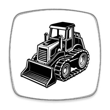 Bulldozer - Magnet carré - blanc - Devant